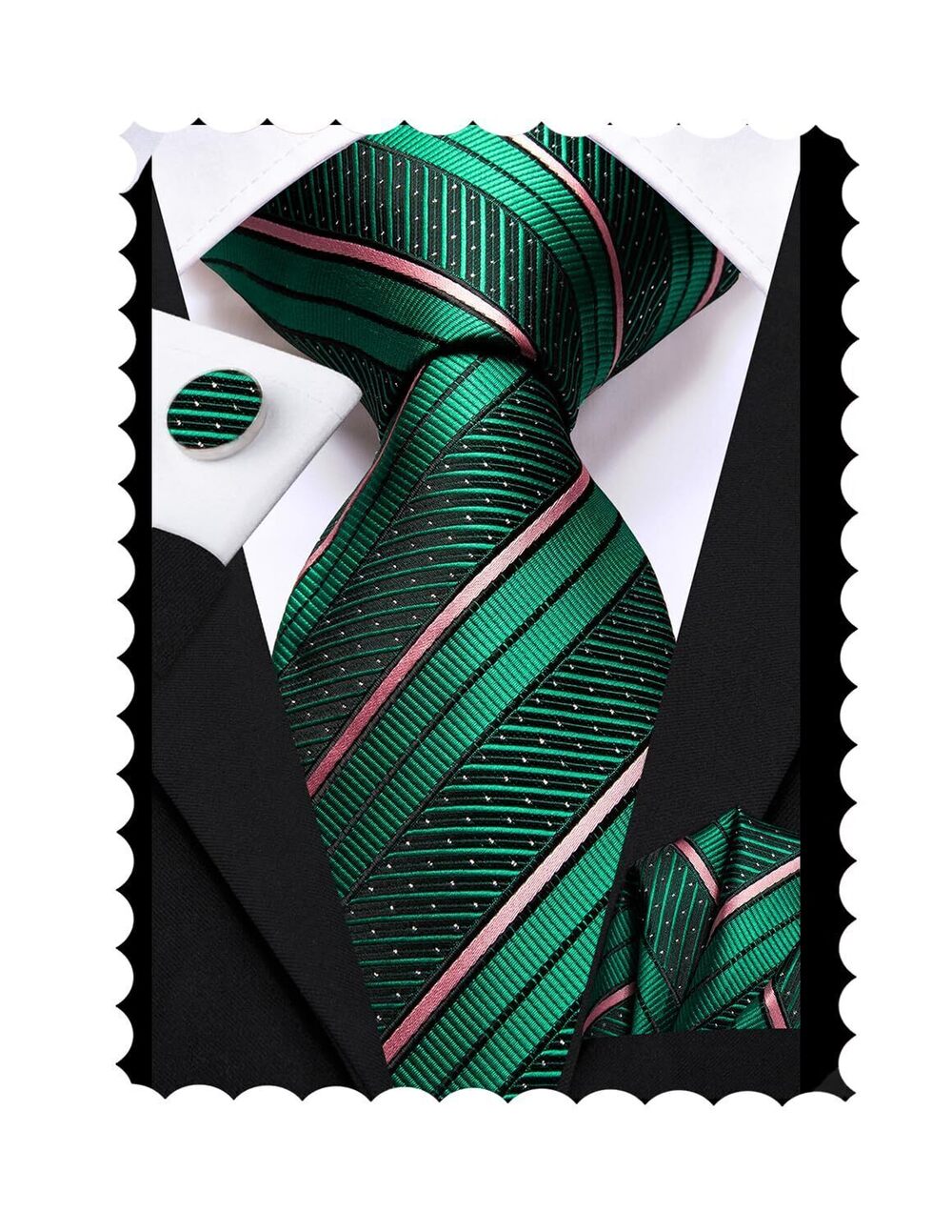 9471 Green Pink Ties 70'' 's Extra Long Ties Set Silk Necktie